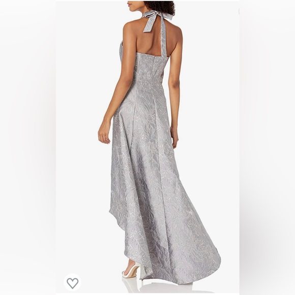 Halston Hi-Low Silver Dress / Mother or Bride/Groom Size 6 - Picture 2 of 12